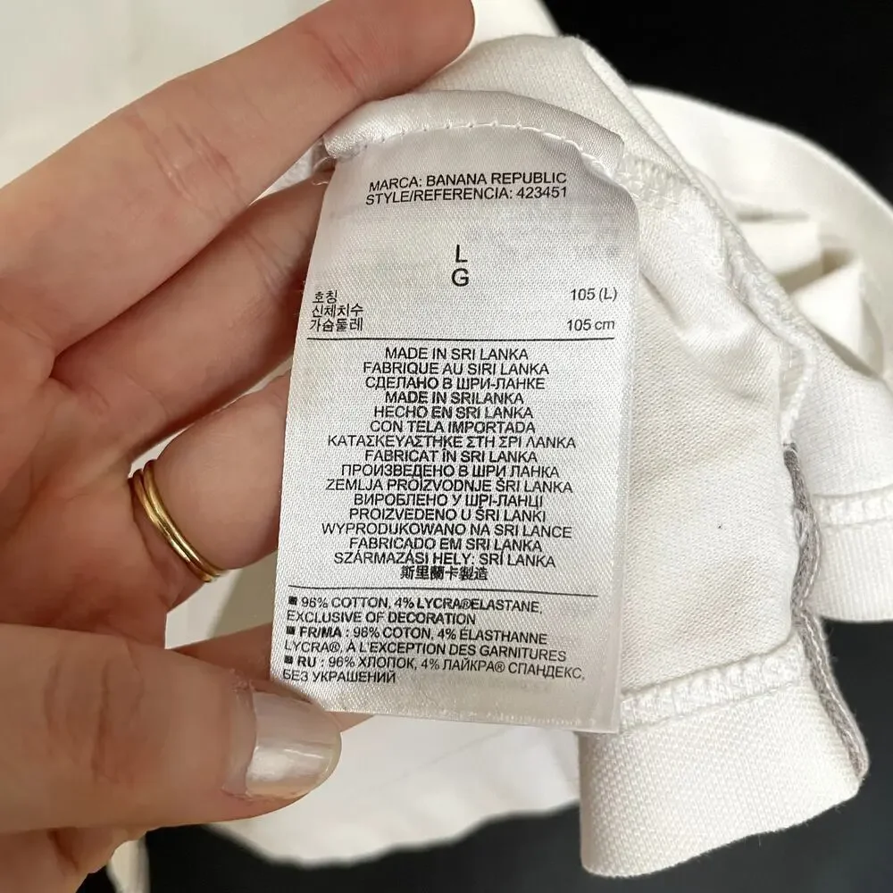 Banana Republic white polo shirt collared men's size large golf cotton top